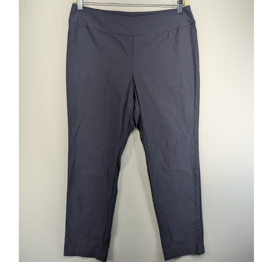 NIC+ZOE Wonderstretch Straight Leg Pants Gray Pull On Trousers Womens Size 14